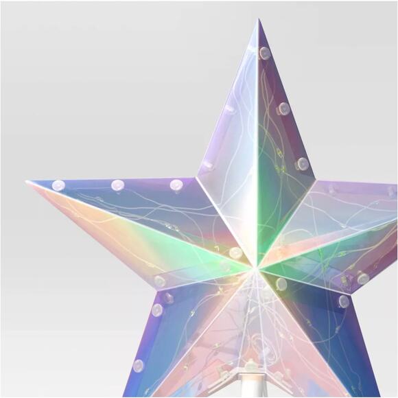 Iridescent Pre-lit Star Christmas Tree Topper w Mulitcolor Lights 12.5" Colorful - Picture 3 of 7